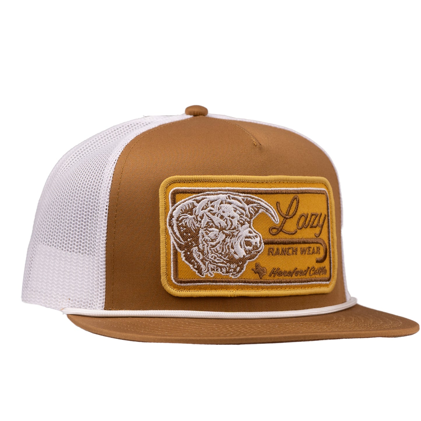 Lazy J Ranch Coyote Brown & White Dust Storm Classic Rope Trucker Hat-