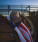 Lazy J Ranch Coyote Brown & White Liberty Classic Rope Trucker Hat-