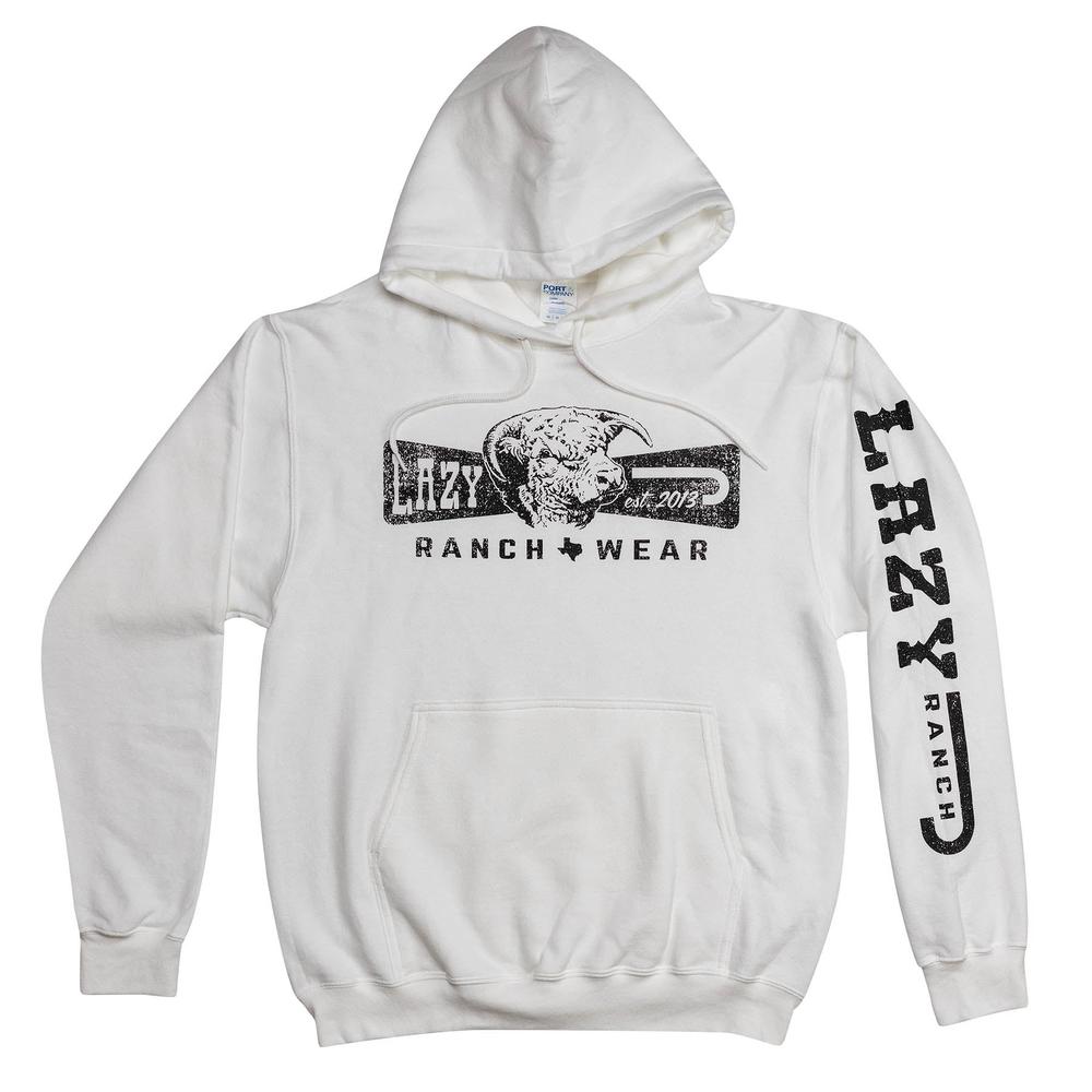 Lazy J Ranch Diamond Banner Pullover Hoodie - White-Lazy J Ranch Wear