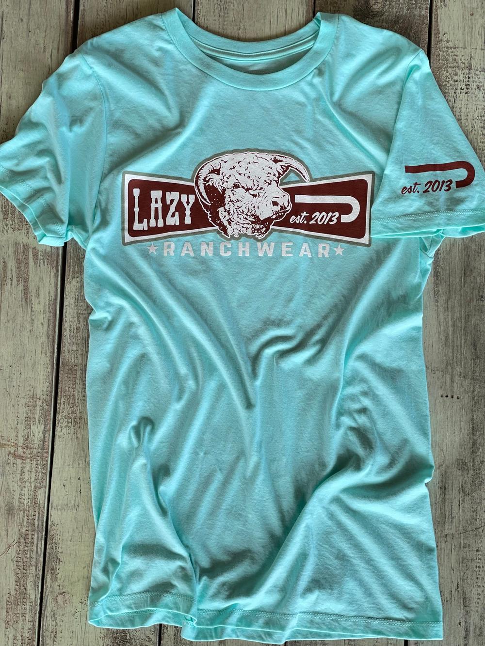 Lazy J Ranch Diamond Banner Short Sleeve T-Shirt - Sea Foam