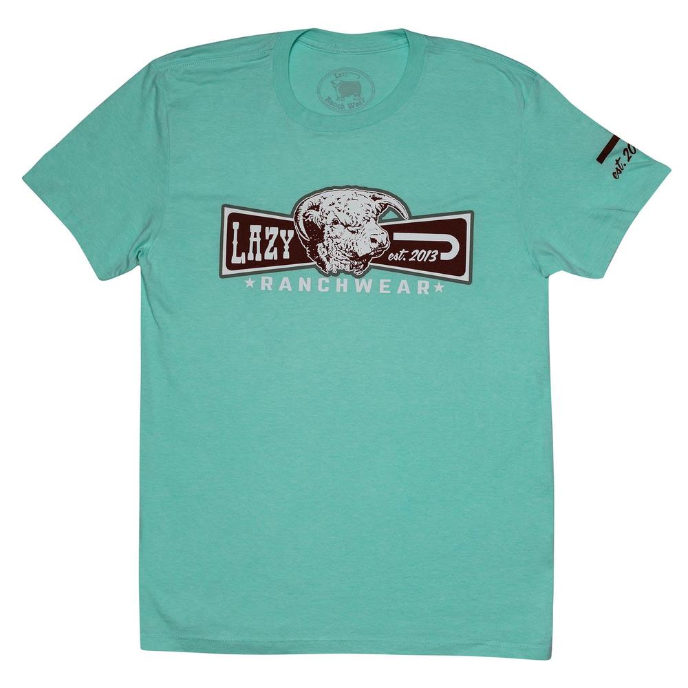 Lazy J Ranch Diamond Banner Short Sleeve T-Shirt - Sea Foam Green-Lazy J Ranch Wear