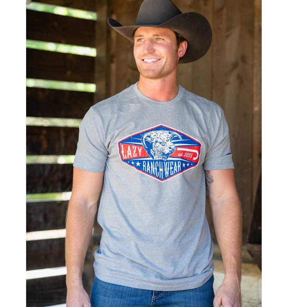 Lazy J Ranch Diamond Ranch Short Sleeve T-Shirt - Dark Heather Grey-