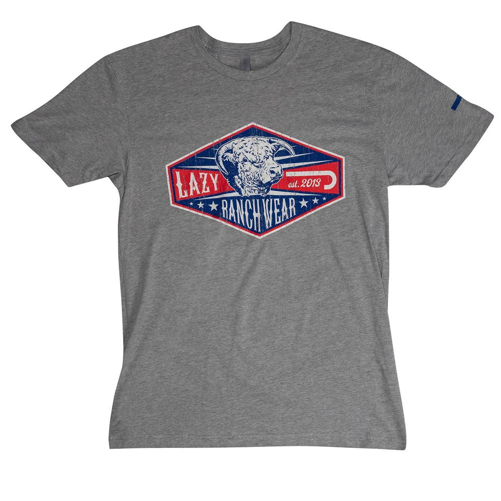 Lazy J Ranch Diamond Ranch Short Sleeve T-Shirt - Dark Heather Grey-Lazy J Ranch Wear