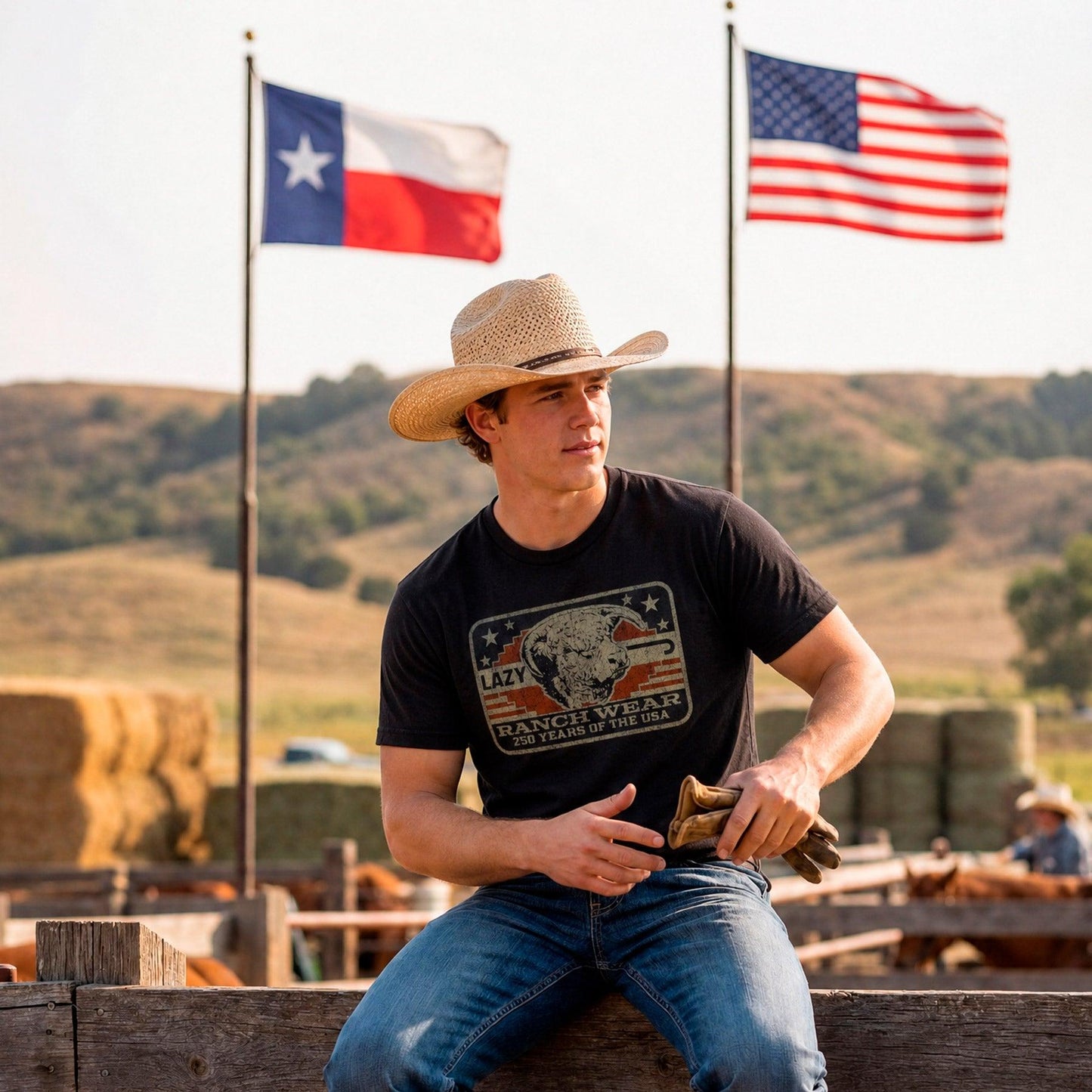 Lazy J Ranch Freedom Short Sleeve T-Shirt - Black-