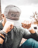Lazy J Ranch Grey Diamond Banner Performance Rope Trucker Hat-