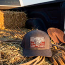 Lazy J Ranch Grey Mid Profile Trucker Hat - Multiple Patches-