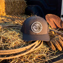 Lazy J Ranch Grey Mid Profile Trucker Hat - Multiple Patches-