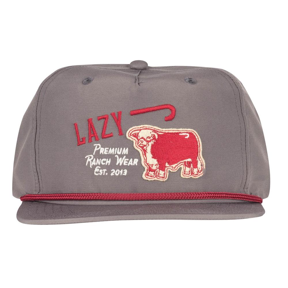 Lazy J Ranch Grey Red Premium Ranch Rope Trucker Hat-