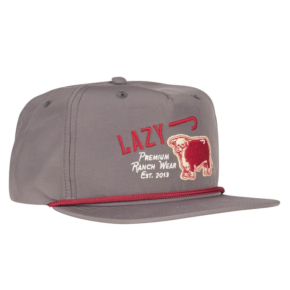 Lazy J Ranch Grey Red Premium Ranch Rope Trucker Hat-