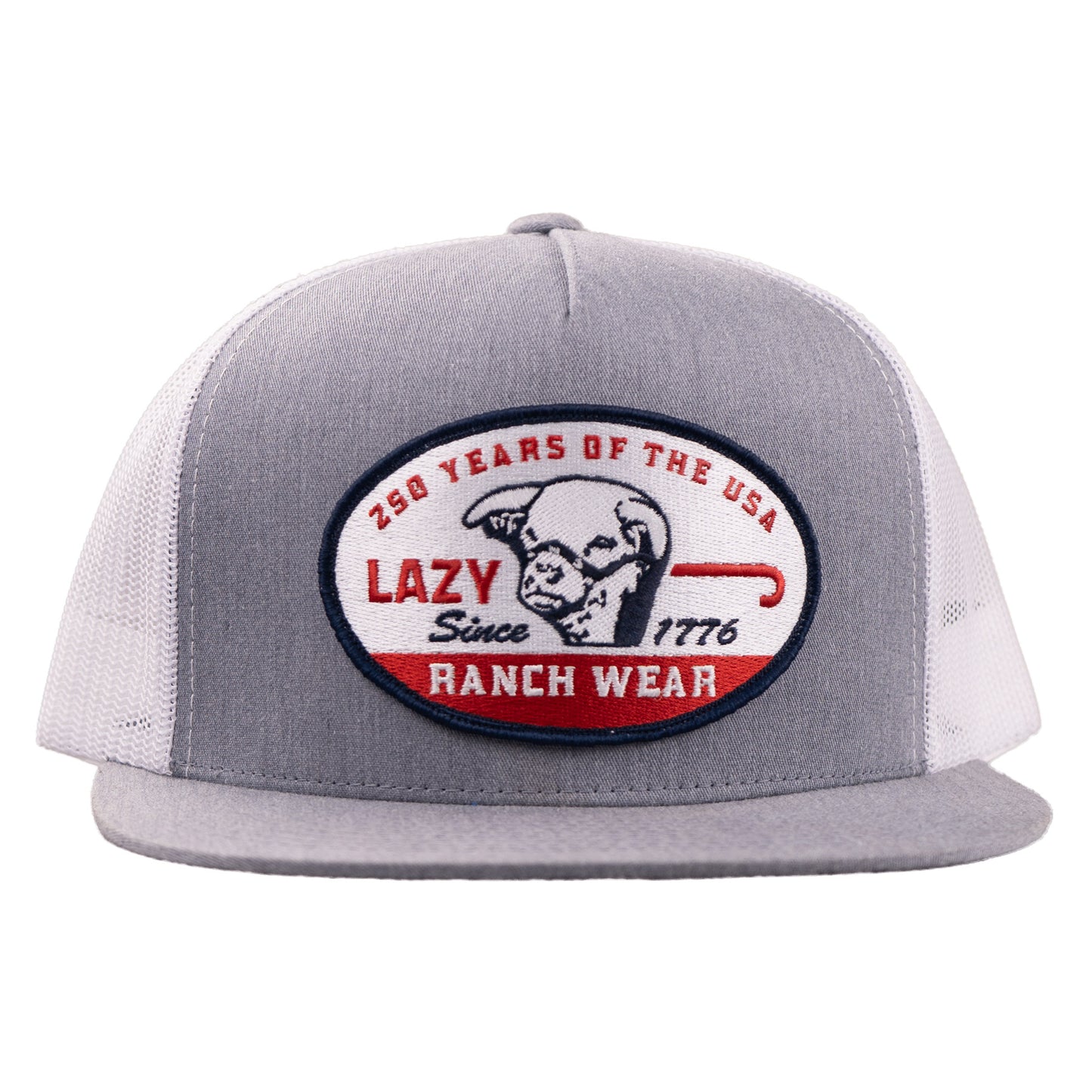 Lazy J Ranch Grey & White 1776 Classic Five Panel Trucker Hat-Lazy J Ranch Wear