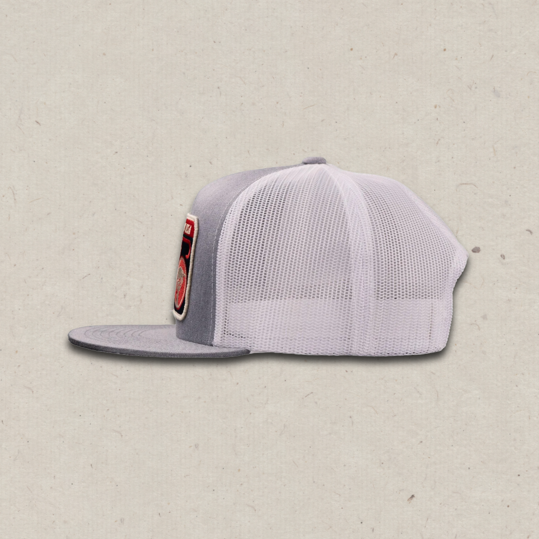 Lazy J Ranch Grey & White Heritage Classic Five Panel Trucker Hat-