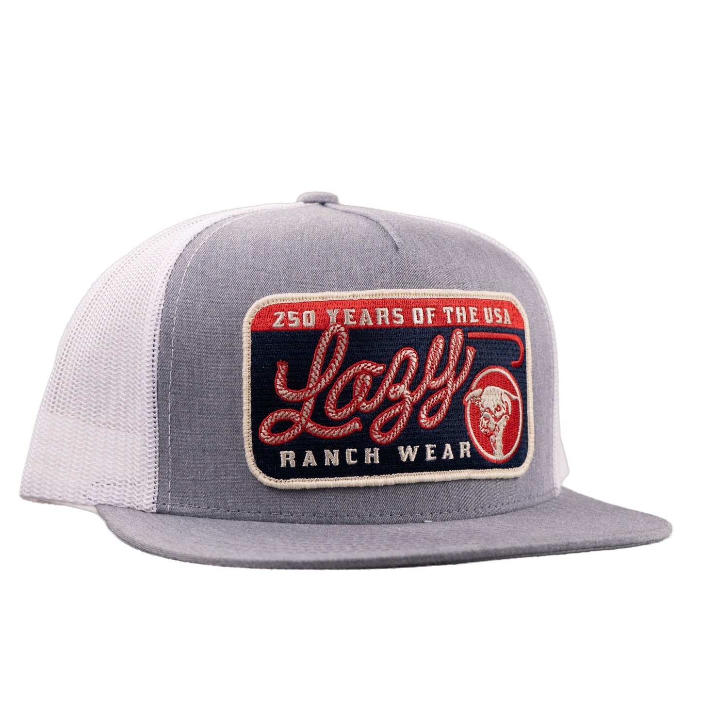 Lazy J Ranch Grey & White Heritage Classic Five Panel Trucker Hat-