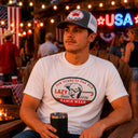 Lazy J Ranch Grey & White Mid Profile Trucker Hat - Multiple Patches-