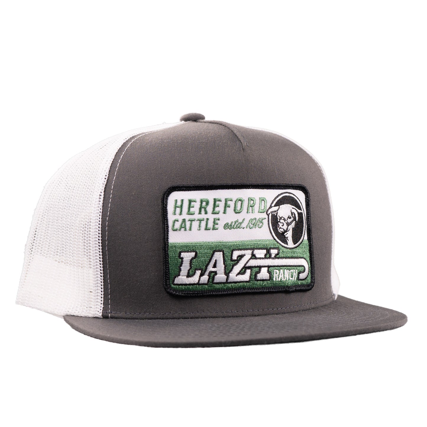 Lazy J Ranch Grey & White Shafter Classic Five Panel Trucker Hat-Lazy J Ranch Wear