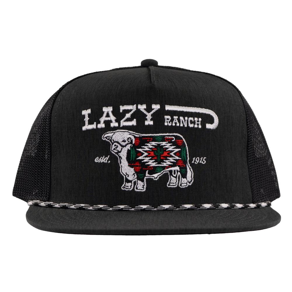 Lazy J Ranch Heather Black White Alpine Classic Rope Trucker Hat-Lazy J Ranch Wear