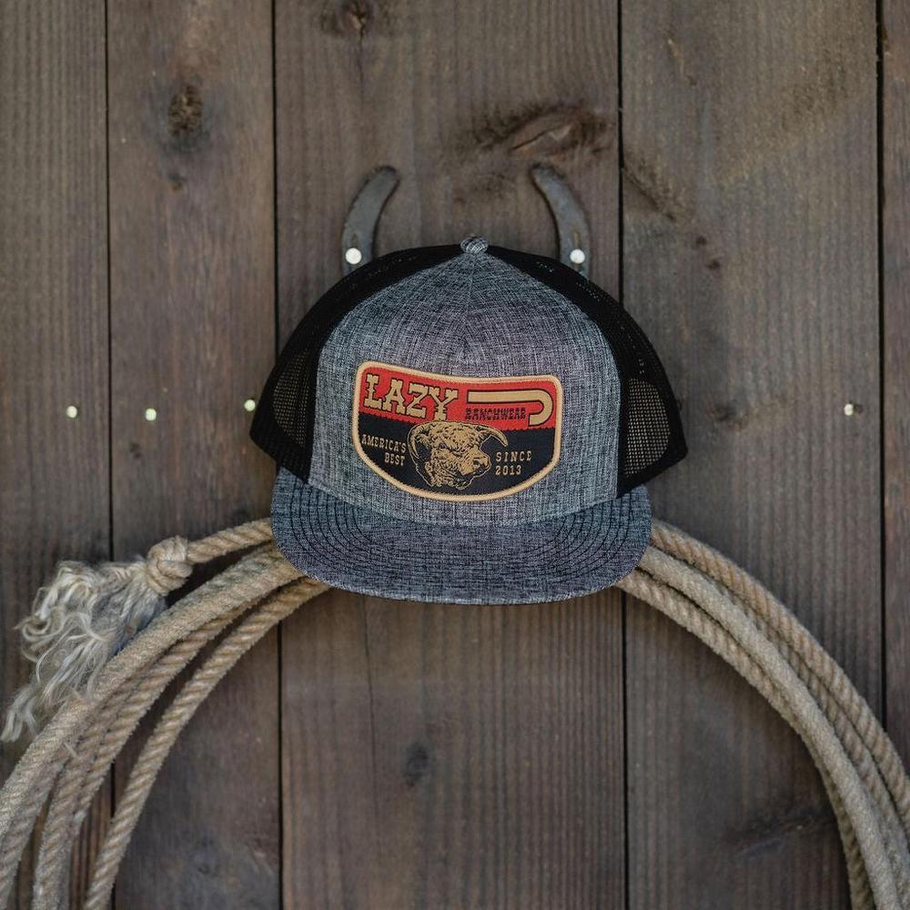 Lazy J Ranch Heather Grey & Black America's Best Banner Classic Five Panel Trucker Hat-