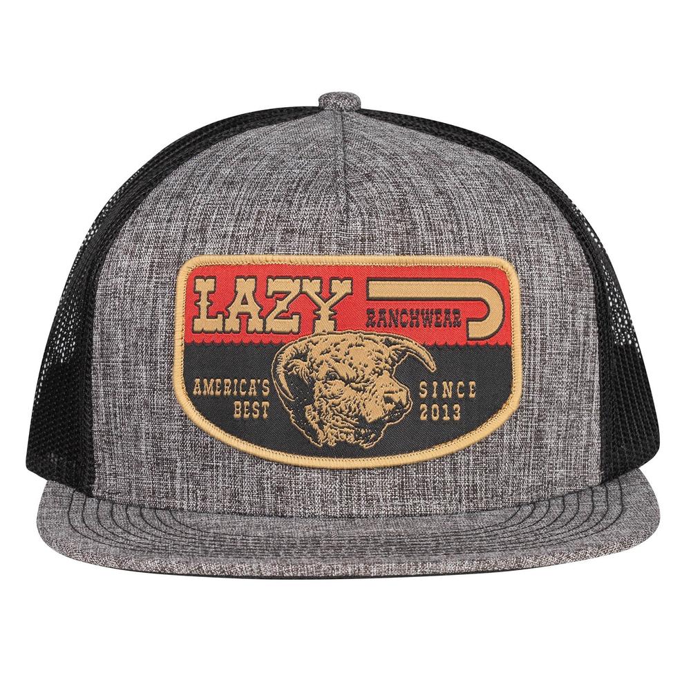 Lazy J Ranch Heather Grey & Black America's Best Banner Classic Five Panel Trucker Hat-Lazy J Ranch Wear