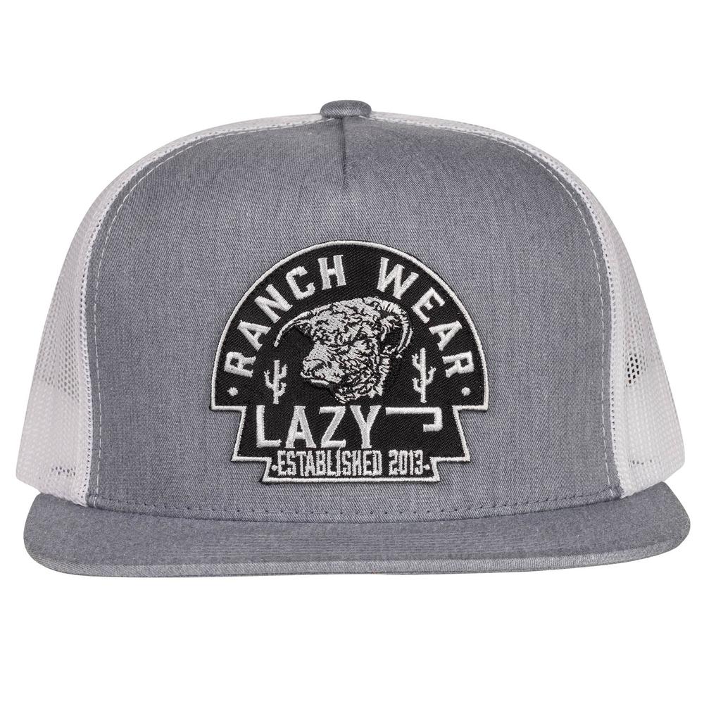 Lazy J Ranch Heather Grey & White Black Arrowhead Classic Five Panel Trucker Hat-Lazy J Ranch Wear