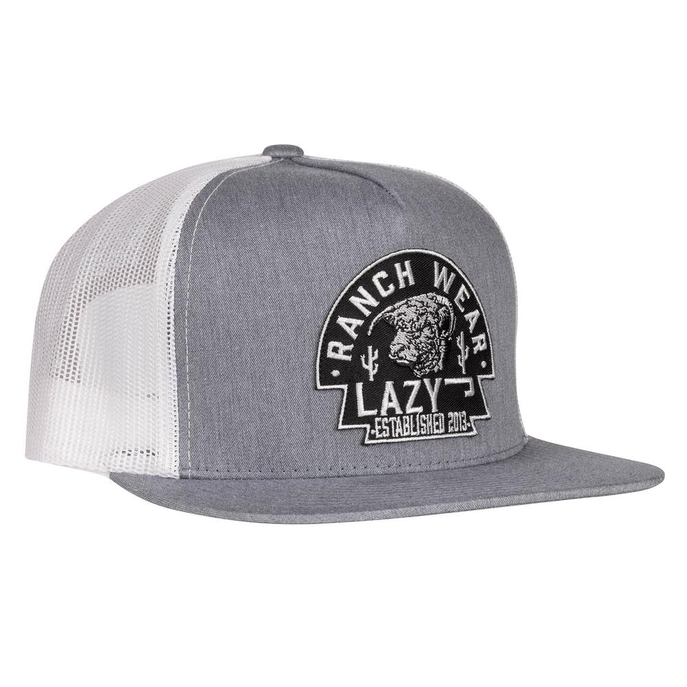 Lazy J Ranch Heather Grey & White Black Arrowhead Classic Five Panel Trucker Hat-Lazy J Ranch Wear