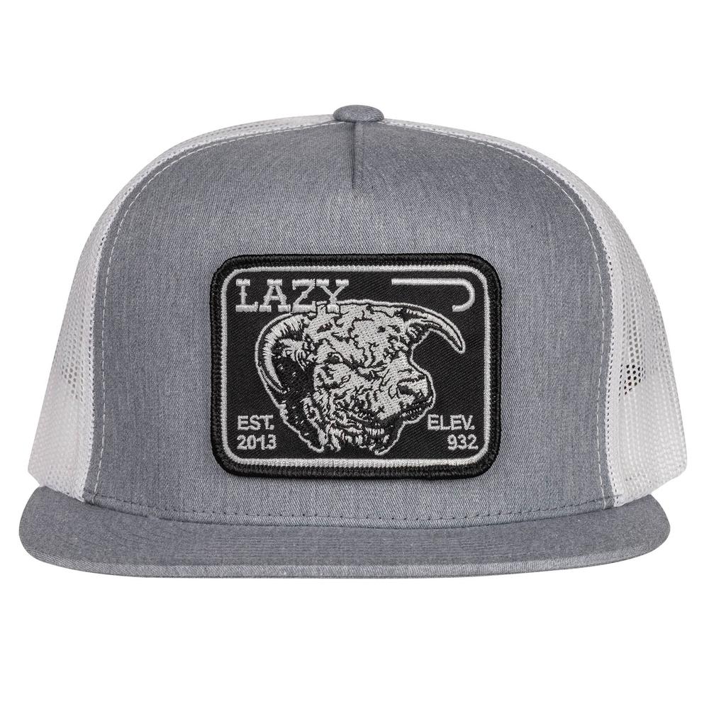 Lazy J Ranch Heather Grey & White Black Elevation Classic Five Panel Trucker Hat-Lazy J Ranch Wear