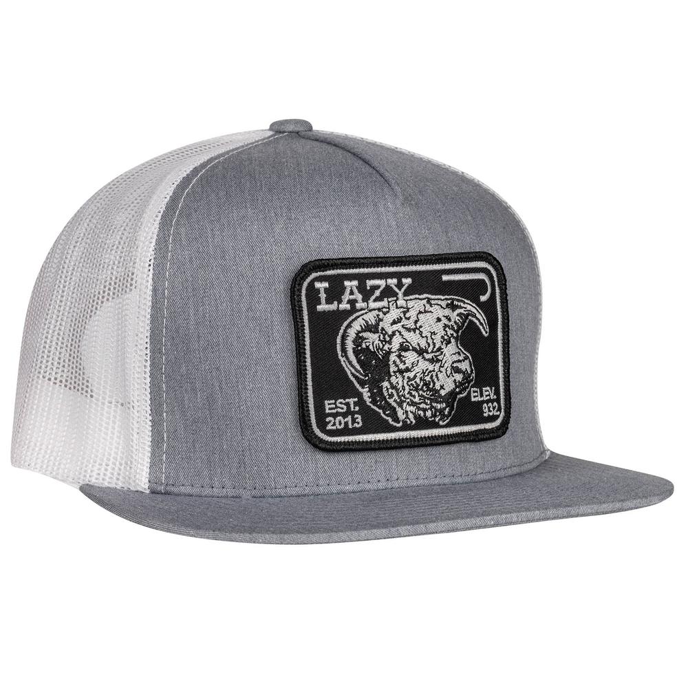 Lazy J Ranch Heather Grey & White Black Elevation Classic Five Panel Trucker Hat-Lazy J Ranch Wear
