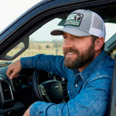 Lazy J Ranch Heather Grey & White Mid Profile Trucker Hat - Multiple Patches-
