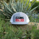 Lazy J Ranch Heather Grey & White Red Producer Classic Rope Trucker Hat-Lazy J Ranch Wear
