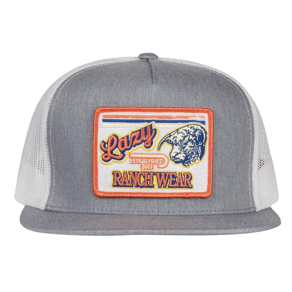 Lazy J Ranch Heather Grey & White Retro Hereford Classic Five Panel Trucker Hat-Lazy J Ranch Wear