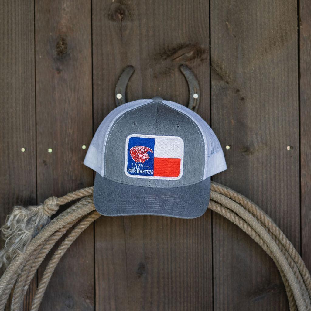 Lazy J Ranch Heather Grey & White Texas Elevation Mid Profile Trucker Hat-