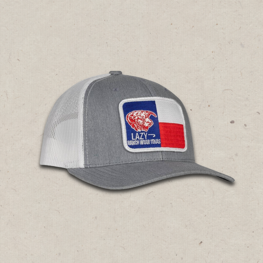 Lazy J Ranch Heather Grey & White Texas Elevation Mid Profile Trucker Hat-