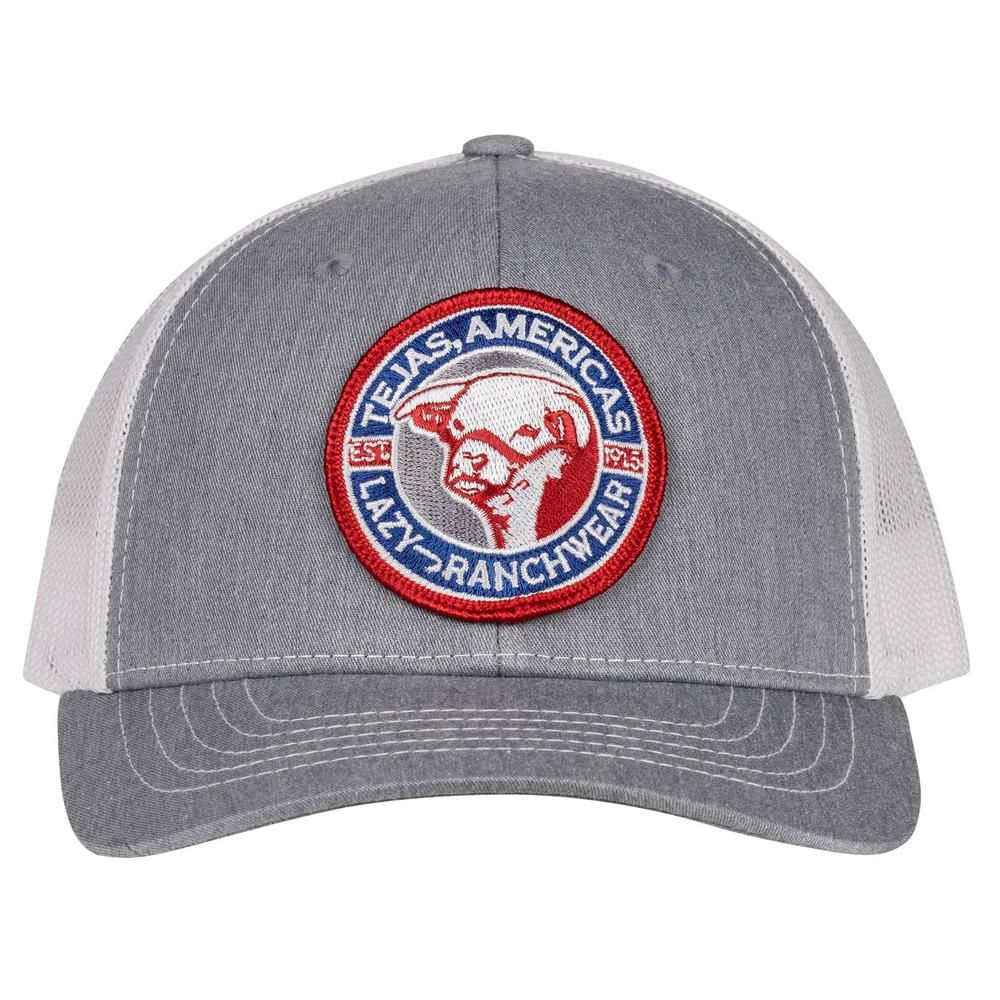 Lazy J Ranch Heather & White Red, White and Blue Tejas Youth Patch Hat-Lazy J Ranch Wear