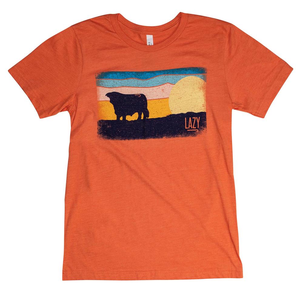 Lazy J Ranch Hereford Sky Short Sleeve T-Shirt - Orange-Lazy J Ranch Wear