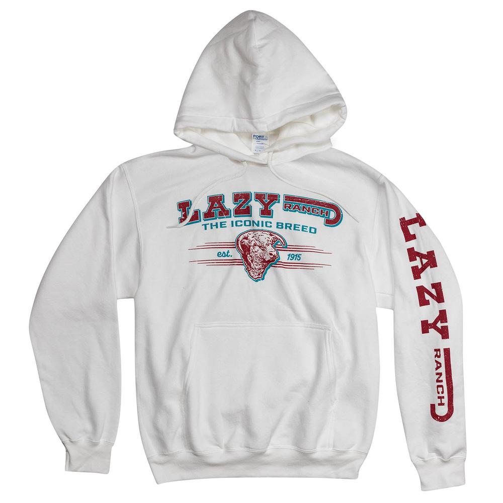 Lazy J Ranch Iconic Cattle Breed White Hoodie - White-Lazy J Ranch Wear