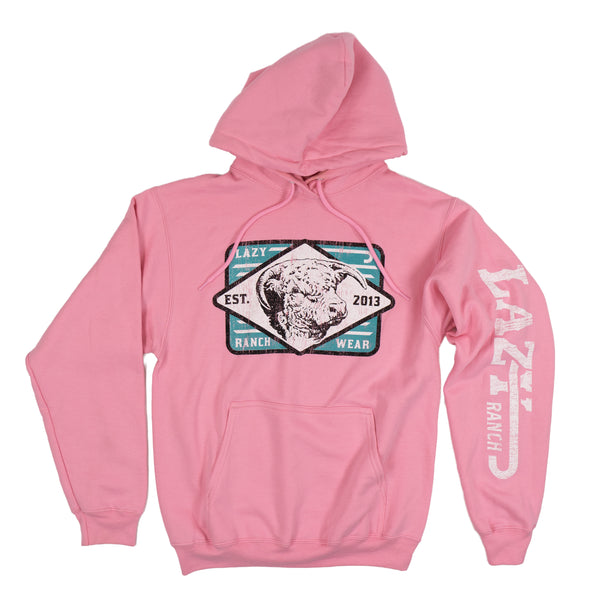 Lazy J Ranch Iron Horn Long Sleeve Hoodie - Pink – Lazy J Ranch Wear