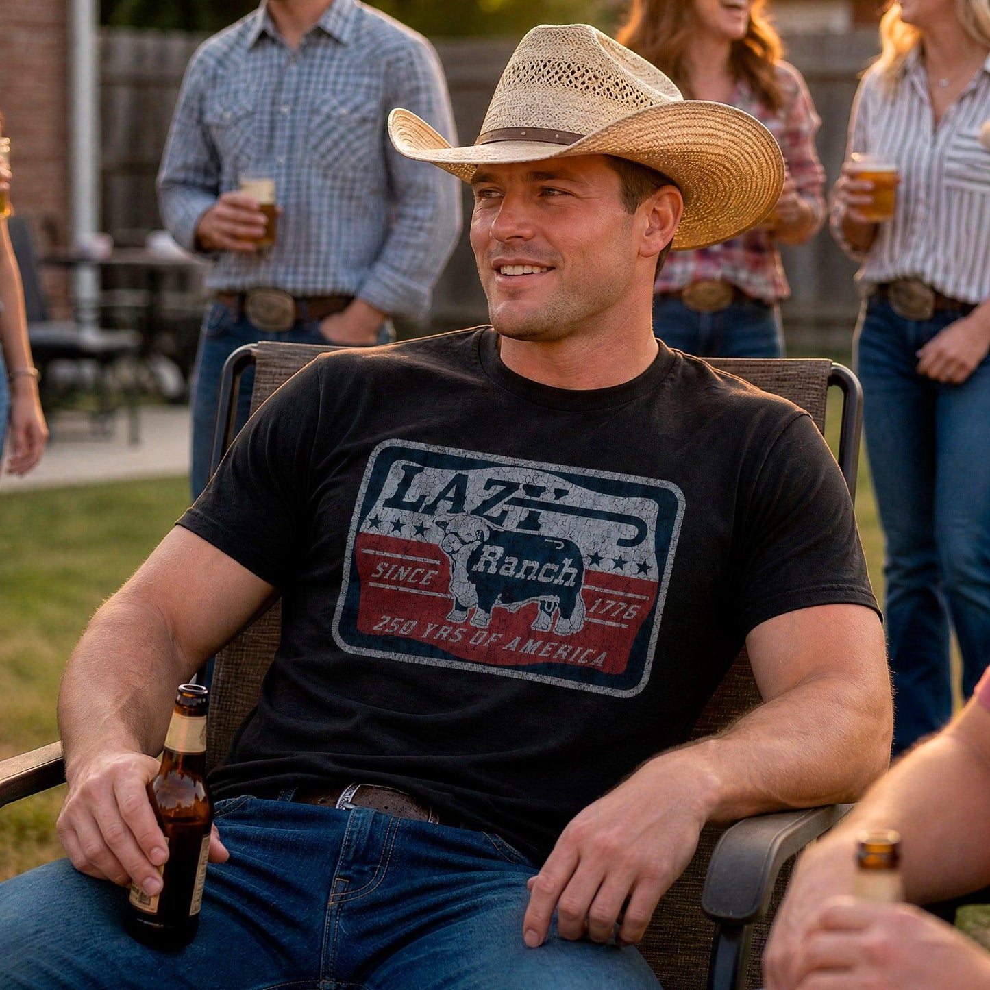 Lazy J Ranch Liberty Short Sleeve T-Shirt - Black-