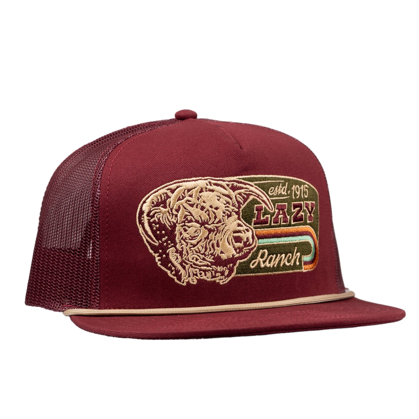 Lazy J Ranch Maroon Redford Classic Rope Trucker Hat-