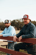 Lazy J Ranch Maroon & White Albany Classic Rope Trucker Hat-