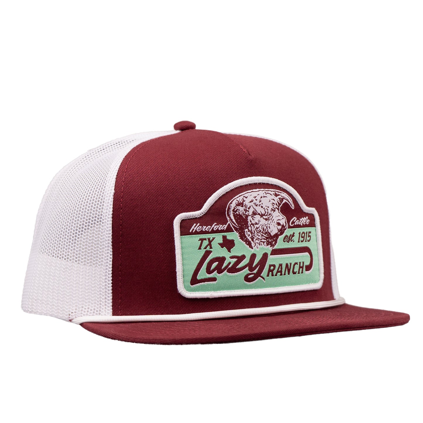 Lazy J Ranch Maroon & White Albany Classic Rope Trucker Hat-