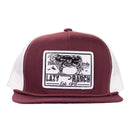 Lazy J Ranch Maroon & White Bull Trap Classic Rope Trucker Hat-