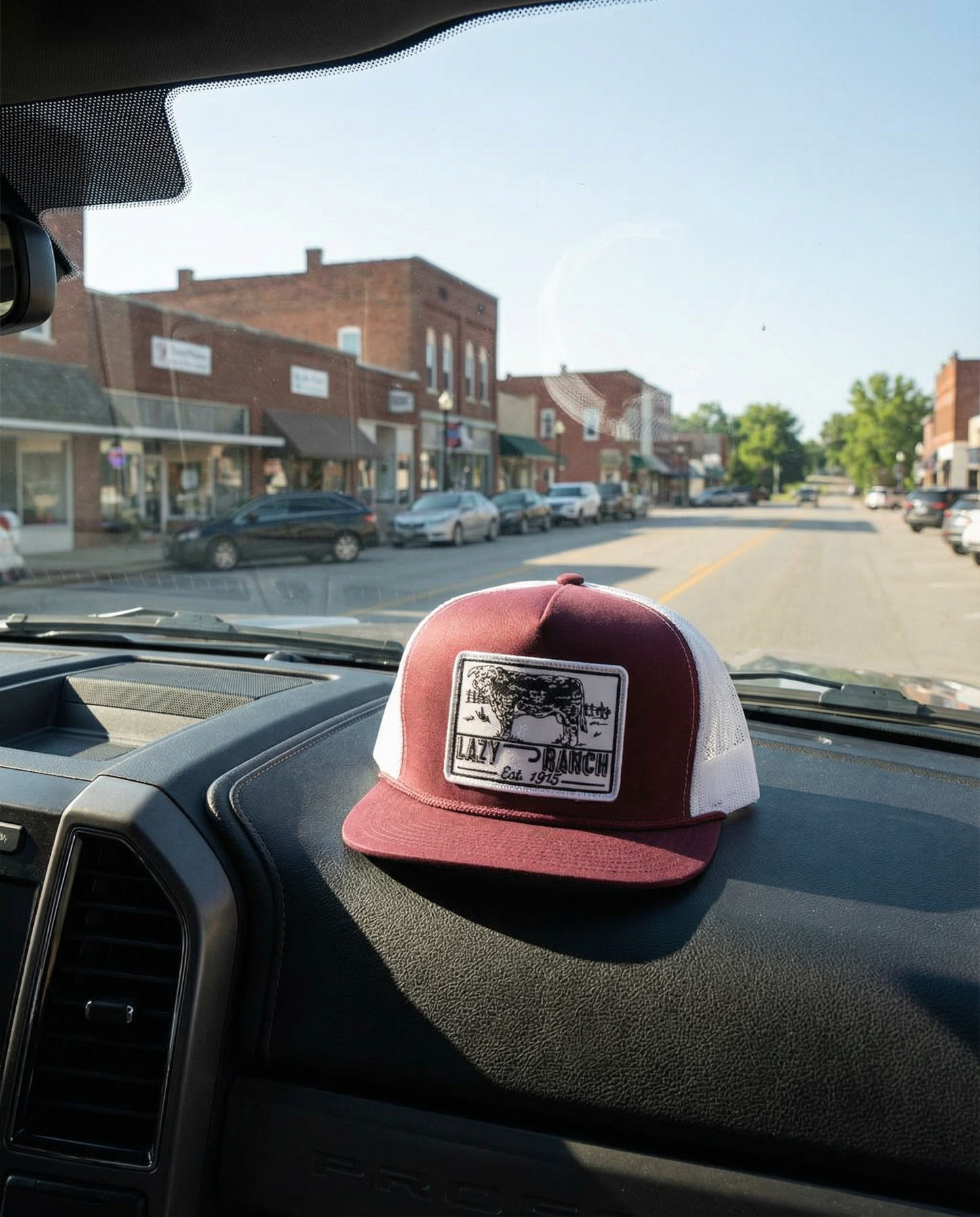 Lazy J Ranch Maroon & White Bull Trap Classic Rope Trucker Hat-Lazy J Ranch Wear