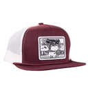 Lazy J Ranch Maroon & White Bull Trap Classic Rope Trucker Hat-