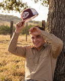 Lazy J Ranch Maroon & White Cattle King Classic Rope Trucker Hat-