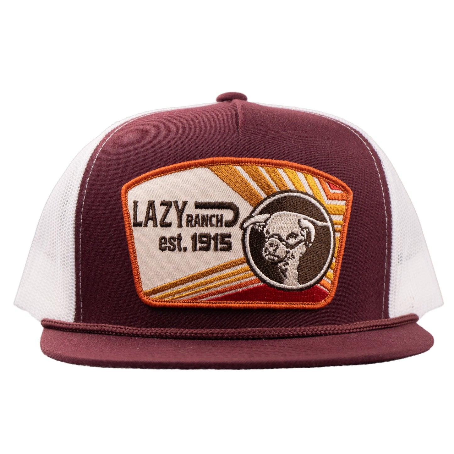 Lazy J Ranch Maroon & White Daybreak Classic Rope Trucker Hat-Lazy J Ranch Wear