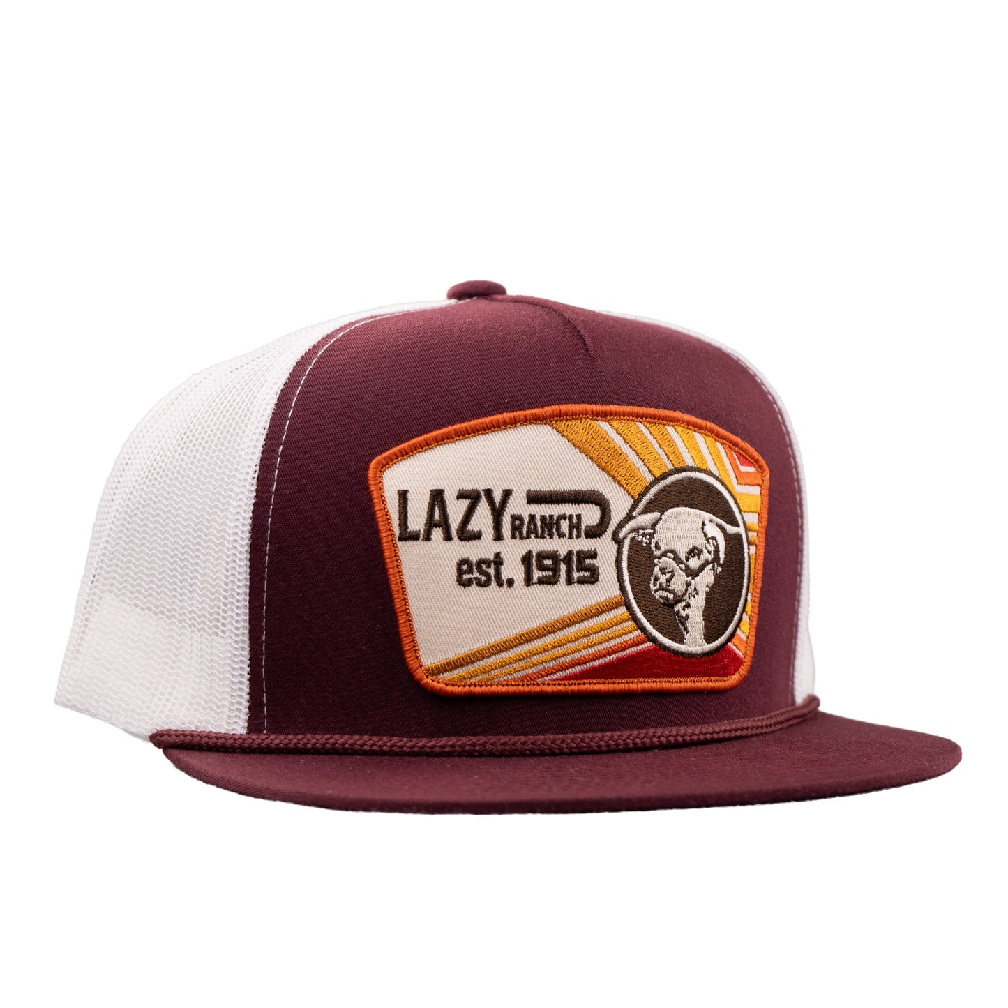 Lazy J Ranch Maroon & White Daybreak Classic Rope Trucker Hat-Lazy J Ranch Wear