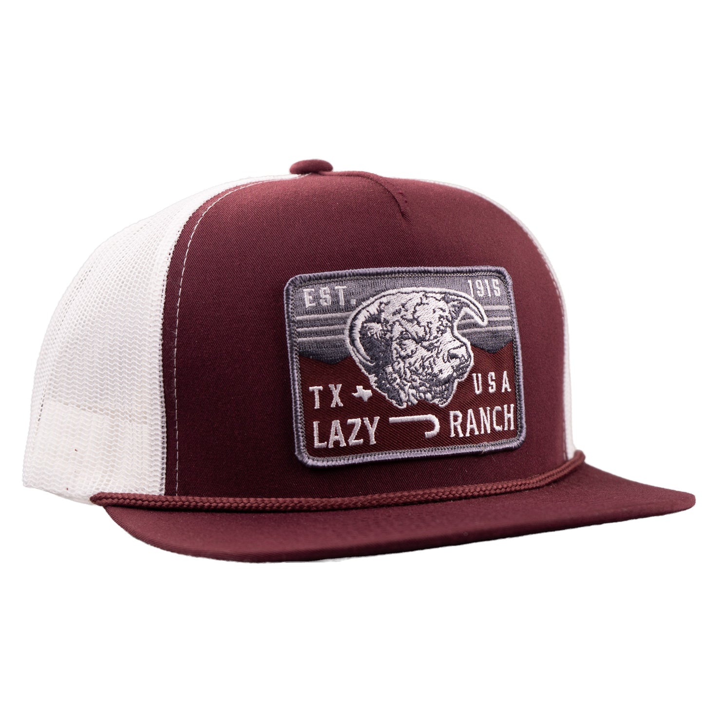 Lazy J Ranch Maroon & White Red Rock Classic Rope Trucker Hat-
