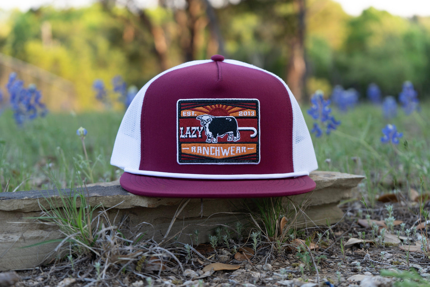 Lazy J Ranch Maroon & White Smokeless Classic Rope Trucker Hat-
