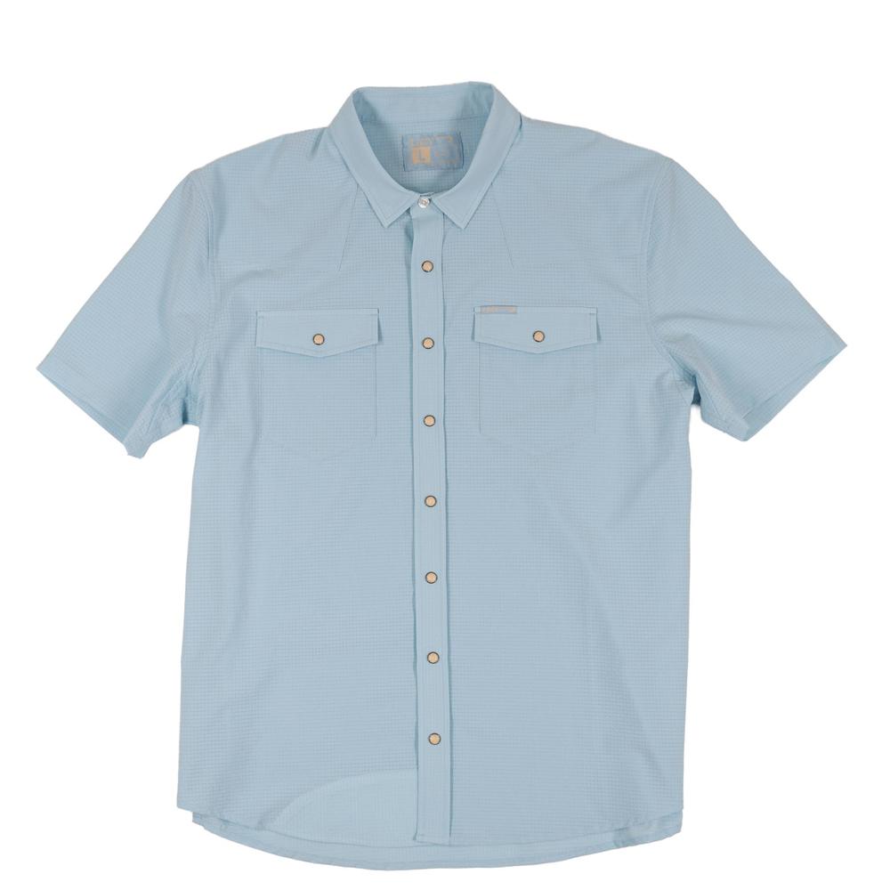 Lazy J Ranch Men's Airflow Pearl Snap Short Sleeve Shirt - Baby Blue-Lazy J Ranch Wear
