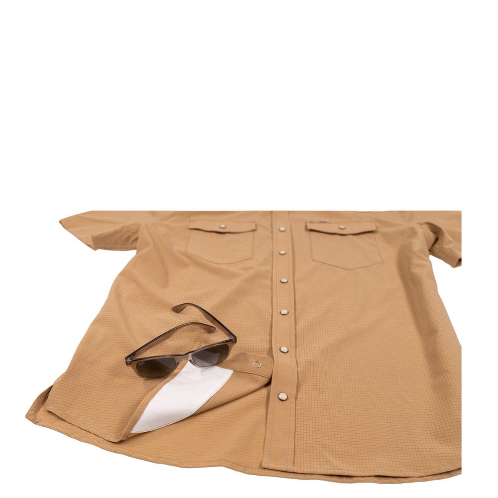 Lazy J Ranch Men's Airflow Pearl Snap Short Sleeve Shirt - Tan