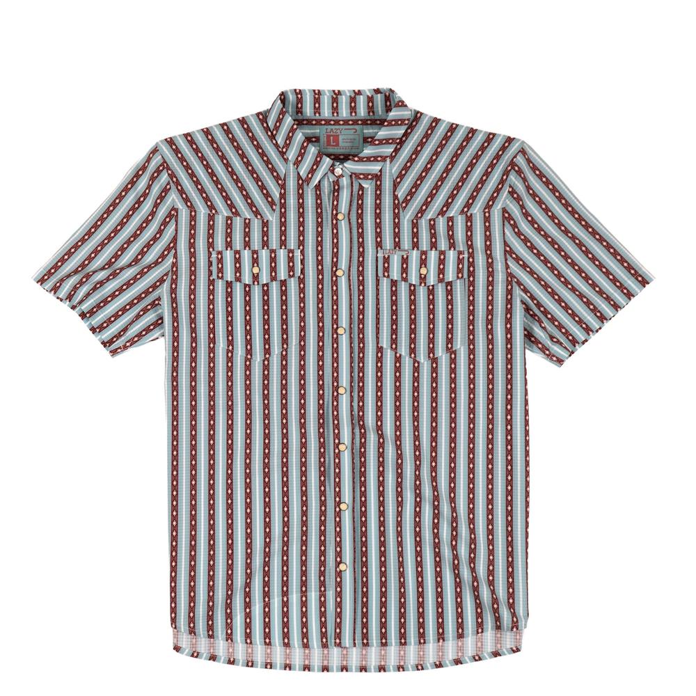 Lazy J Ranch Men's Airflow Pearl Snap Short Sleeve Shirt - Teal Mesa-Lazy J Ranch Wear