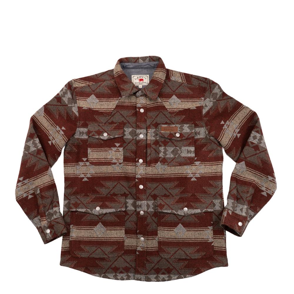 Lazy J Ranch Men's Aztec Jacket - Rust-Lazy J Ranch Wear